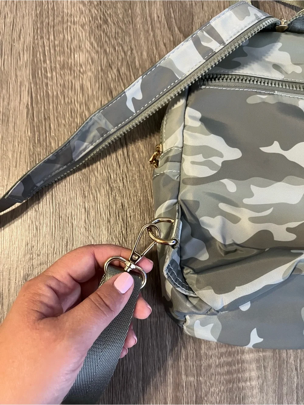 Urban Expressions Grey Camo Mini Backpack with Gold Accents